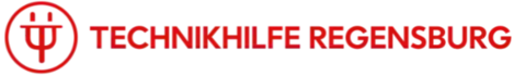 Logo Technik-Hilfe Regensburg mit weißem Stecker-Symbol und Schriftzug auf rotem Hintergrund.